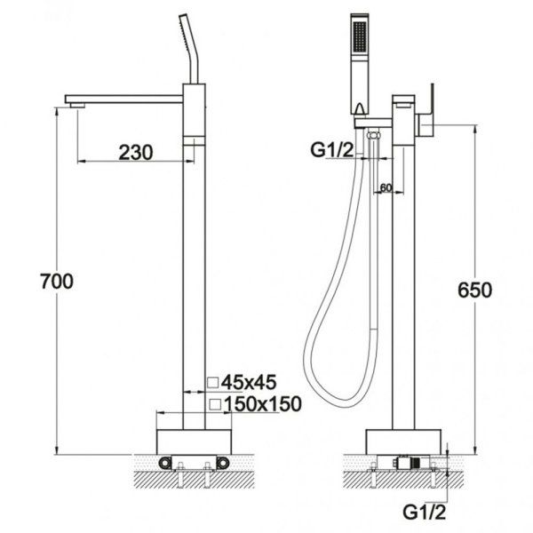Смеситель BelBagno Arlie ARL-FMT-CRM для ванны, напольный
