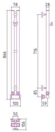 Полотенцесушитель водяной Сунержа Нюанс EU50+ 020-0212-0840 840x50 шампань