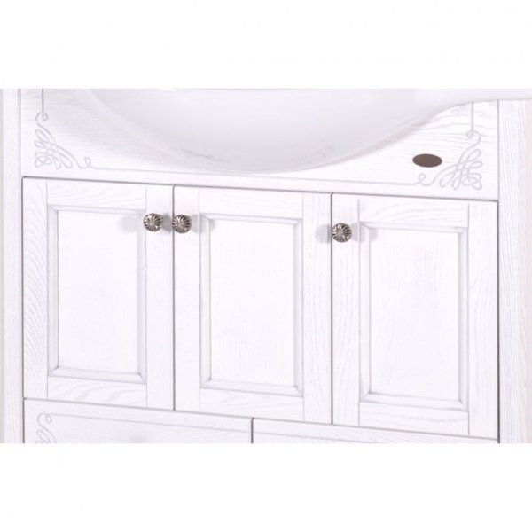 Мебель для ванной ASB-Woodline Салерно 9697 105 белая, патина серебро