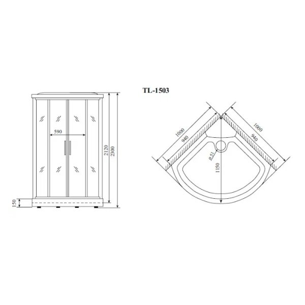 Душевая кабина Timo Lux 102*102*230  (TL-1503)