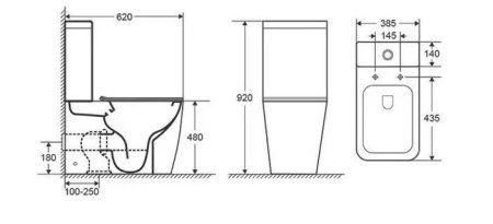 Унитаз напольный Ceramalux 1288A, белый глянец
