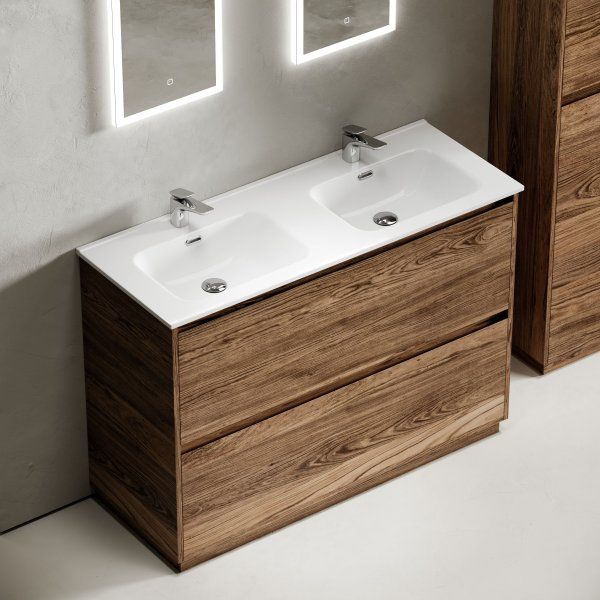 Тумба под раковину SANCOS Libra Floor напольная, 1190х450х840, c двумя ящиками оснащенными доводчиками, дуб чарльстон,  LB120F-2ECH