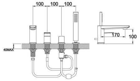 Смеситель BelBagno Carin CAR-VIM4-CRM для ванны