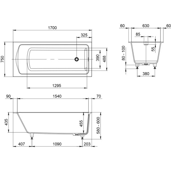 Ванна из литьевого мрамора Whitecross Coin Solid Surface 0224.170075.200 170x75 см, белый матовый