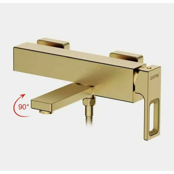 Смеситель для ванны Gappo G17-3 G3MV21AJ7-JI3 с душевым гарнитуром, сатин золотой