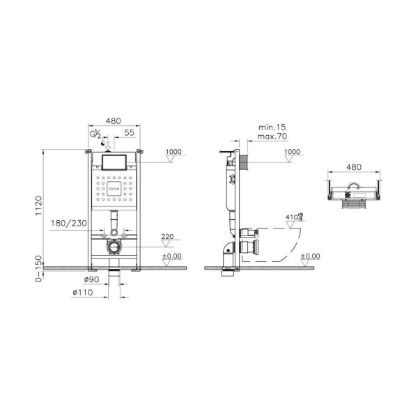 Система инсталляции для унитазов VitrA Core 800-1873 и панель смыва Root R 740-2280 хром