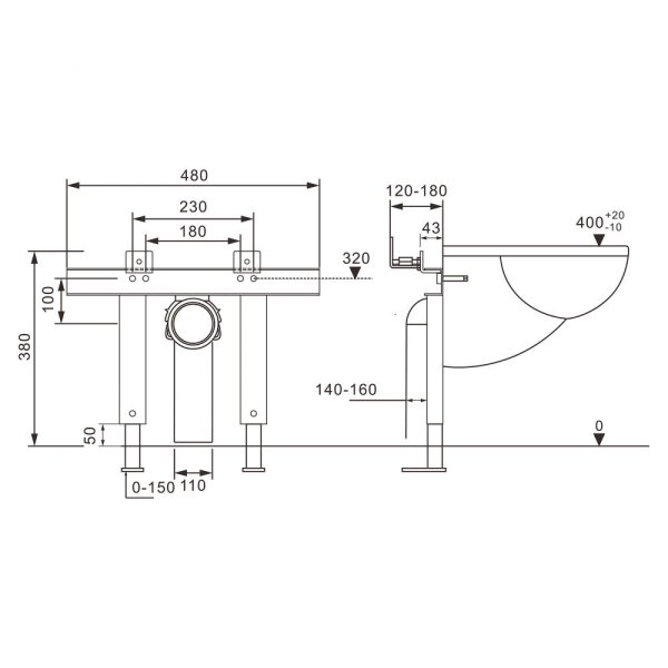 Инсталляция ABBER AC0102P для подвесного унитаза с импульсным смывом