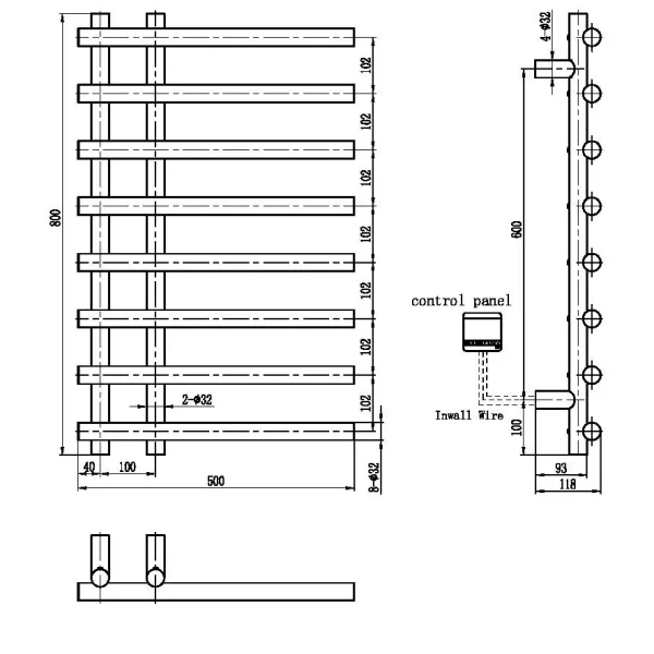Полотенцесушитель электрический Boheme Uno 722-CB 800x500, медь матовая