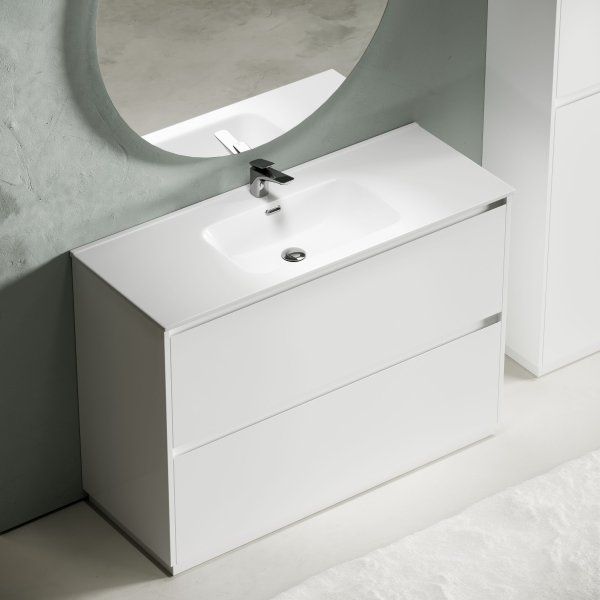 Тумба под раковину SANCOS Libra Floor напольная, 1190х450х840, c двумя ящиками оснащенными доводчиками, белый глянец ,  LB120F-1W