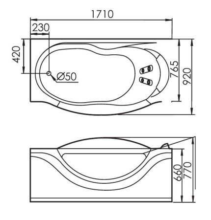 Акриловая ванна Gemy G9072 O L с гидромассажем