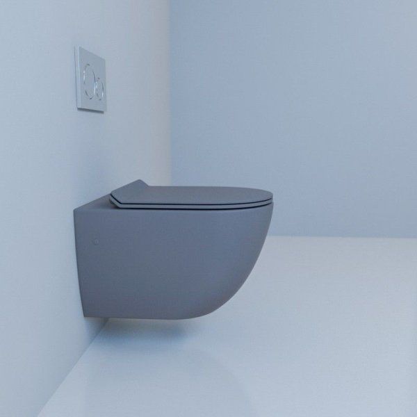 Унитаз подвесной Esbano Garcia безободковый, серый матовый