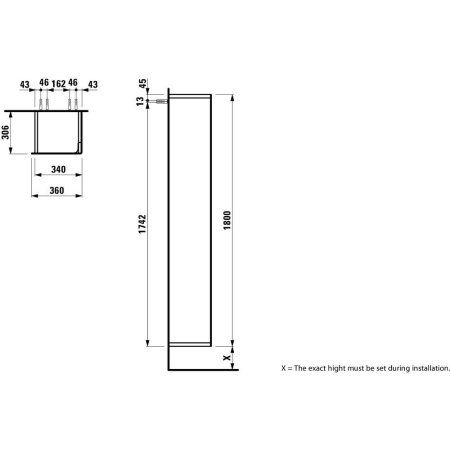 Шкаф-пенал Laufen Ino 4.2545.2.030.171.1 36 R темный орех