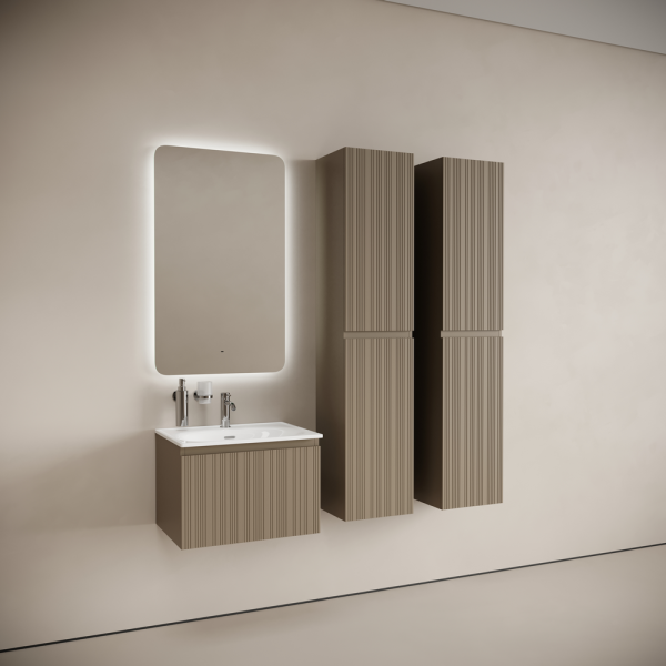 Тумба подвесная SANCOS Code 590х453х400, c одним  ящиком оснащенным доводчиками, цвет серо- бежевый ,  CD60GB