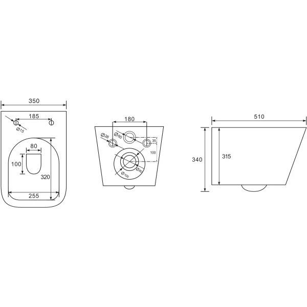 Унитаз подвесной Aquatek Либра AQ1505T-00 безободковый, торнадо, с сиденьем микролифт, белый