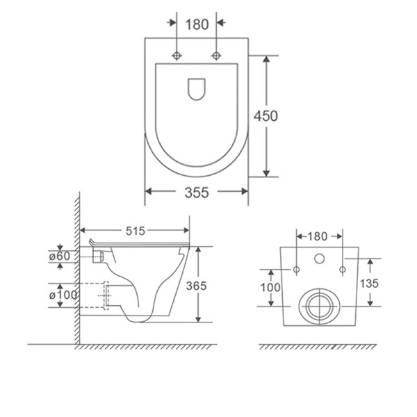 Унитаз подвесной Terminus Классик (Торнадо 3.0) 02SW51x35W, белый