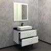 Тумба-умывальник COMFORTY "Империя-80" белый глянец с антрацитовой столешницей, с раковиной COMFORTY 78189