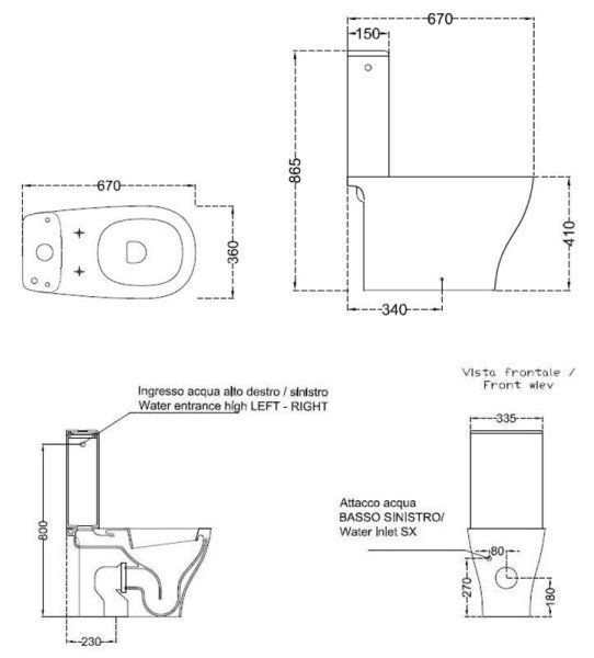 Чаша для унитаза-компакта Hidra Ceramica My M12
