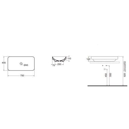 Раковина Azzurra Elegance ELLG075400S0BI/(ESO75 bi)*0 75x40 белый