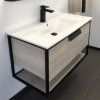 Тумба-умывальник COMFORTY "Бонн-90" дуб дымчатый с  раковиной Quadro 90