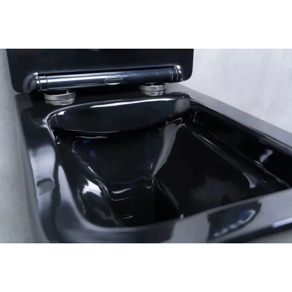 Унитаз подвесной GID Tr2144BL безободковый, с сиденьем микролифт, черный глянец