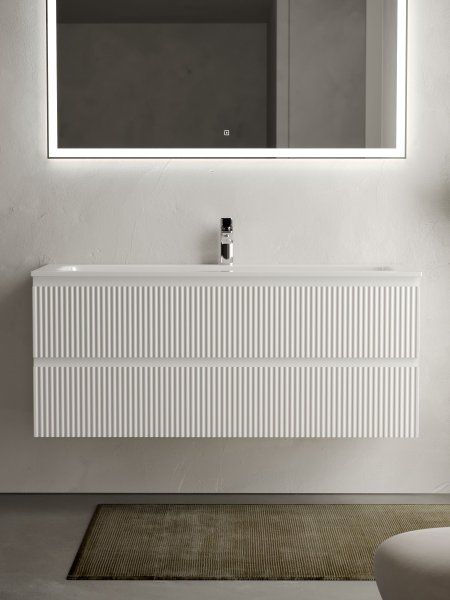 Тумба подвесная SANCOS Snob R 1195х445х500, c двумя ящиками оснащенными доводчиками, Bianco, SNR120W