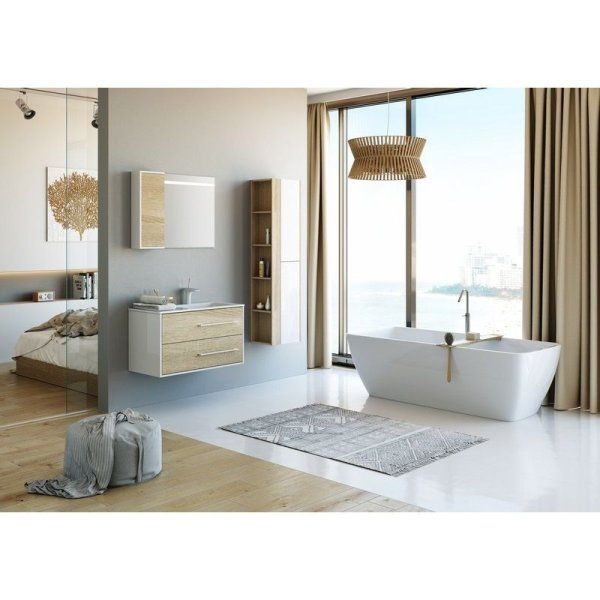 Мебель для ванной Aqwella 5 stars Miami Mai.01.09/R 90 R дуб сонома/белый