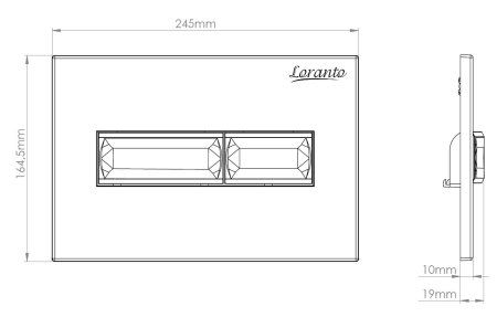 Кнопка смыва Loranto 24.5х1.9х16.5 для инсталляции, металл/пластик, цвет Хром глянцевый (7322)