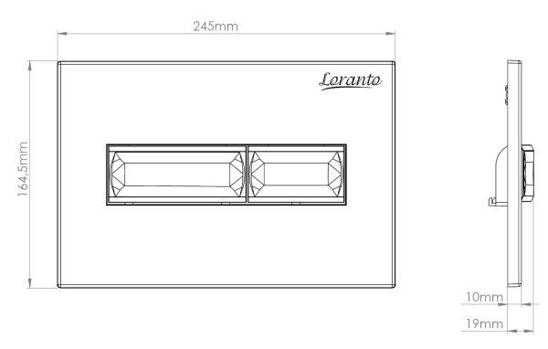 Кнопка смыва Loranto 24.5х1.9х16.5 для инсталляции, металл/пластик, цвет Черный матовый (7323)